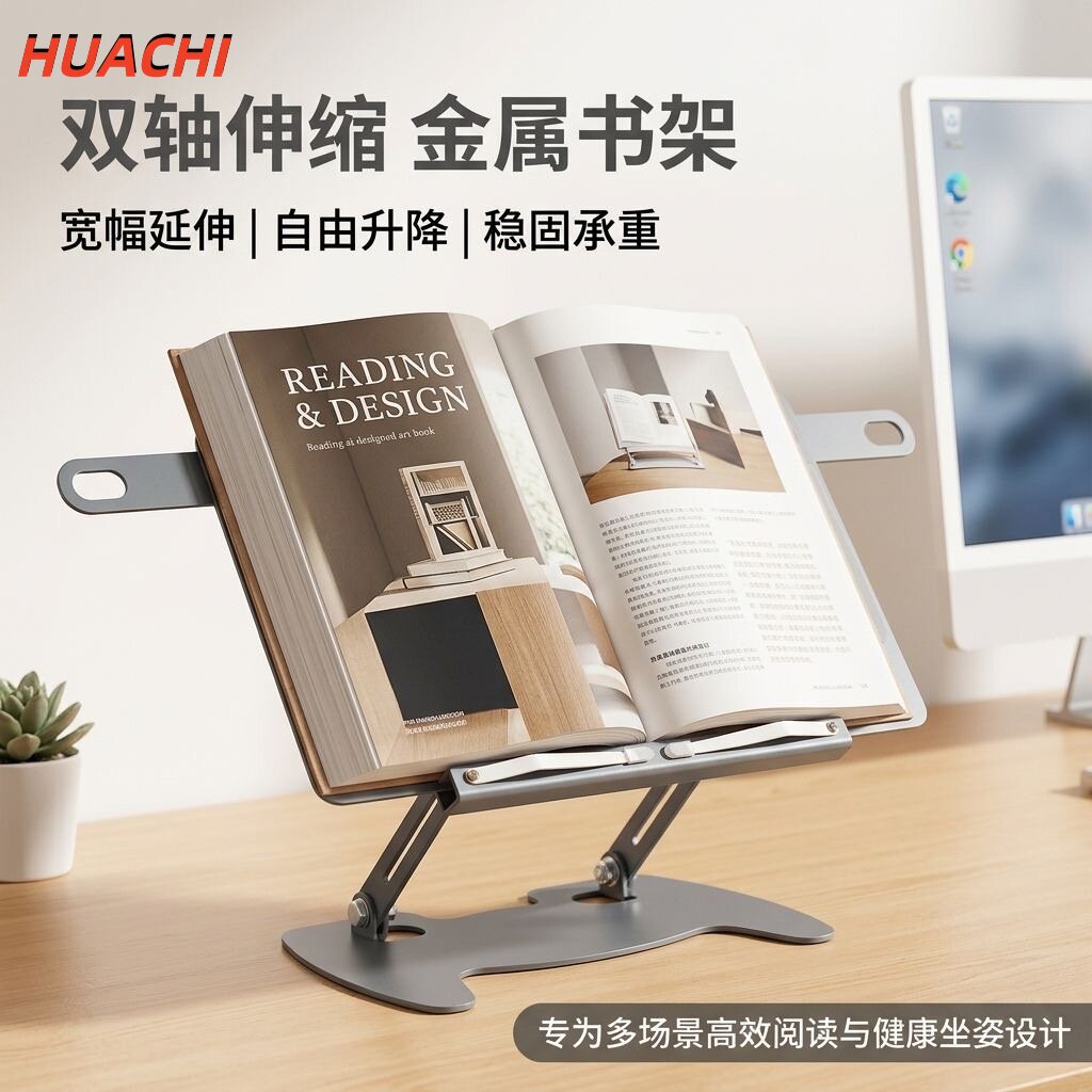 华驰金属阅读架多功能看书架图片