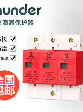 中厦浪涌家用防雷击避雷器开关电涌泳保护器SPD100KA3P3极380vB级
