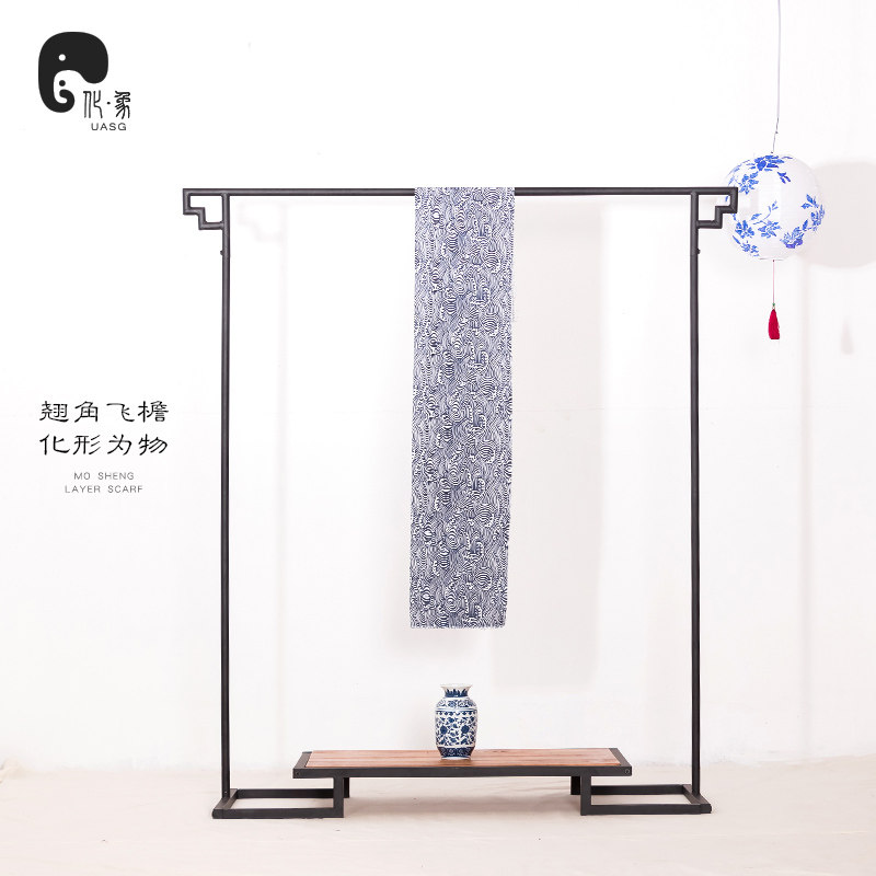 汉服展示架简约中式服装店禅意服装架衣架落地架和服古装挂衣架