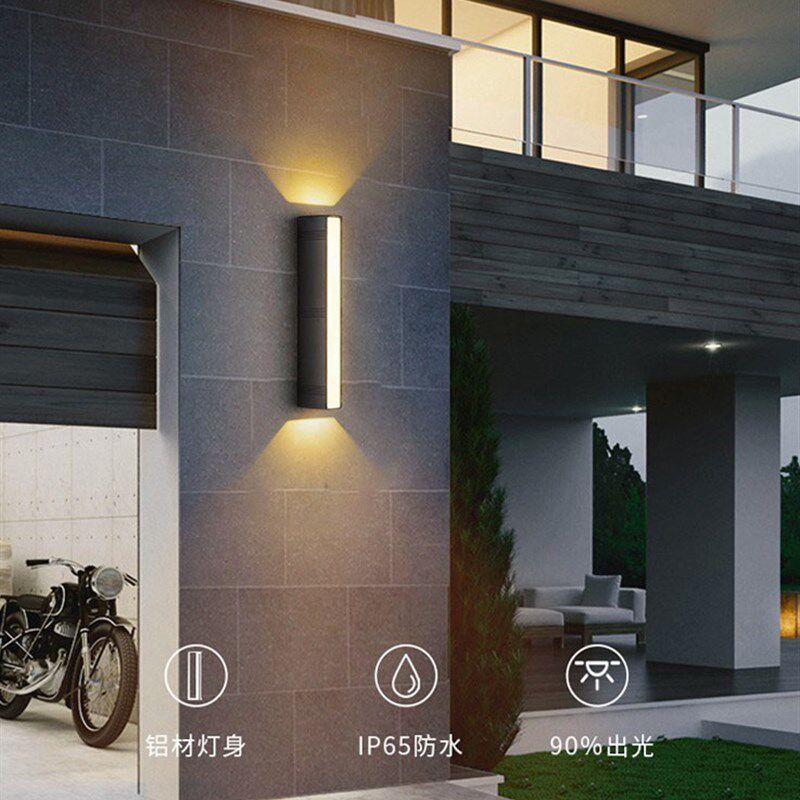 户外led长条壁灯上下中三面发光墙面灯别墅大门口外墙装饰挂壁灯