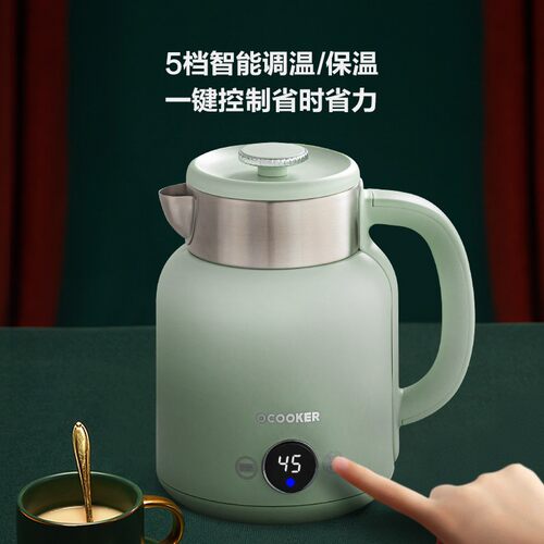 圈厨复古电热水壶1.5L家用电热水壶 恒温保温电水壶 不锈钢CR-SH1