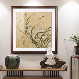 新中式花卉挂画名人余樨花鸟国画客厅沙发背景墙装饰画餐厅壁画