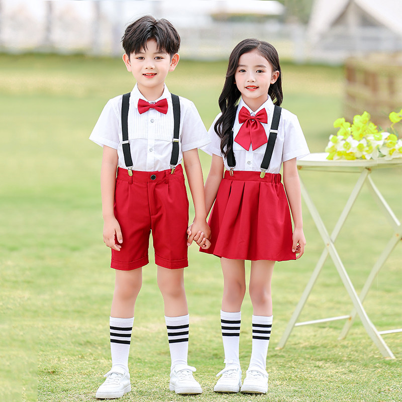 六一儿童背带裤演出服小学生合唱女童舞蹈裙男童礼服朗诵表演服装