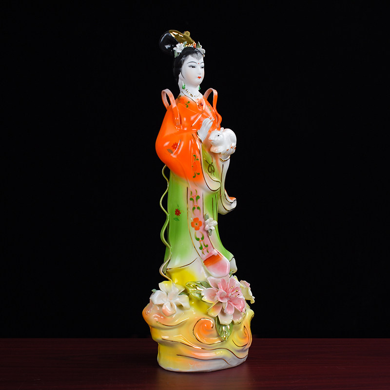 陶瓷嫦娥仙子神像飞天嫦娥奔月玉兔仙女佛像中式家用家居客厅摆件