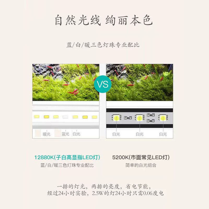 子白鱼缸灯led灯防水水族箱照明灯管全光谱水草灯小型潜水灯草缸图片