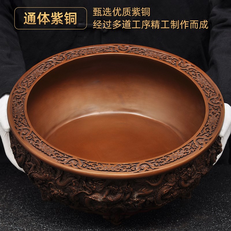 紫铜九龙聚宝盆摆件招财聚宝盆家居客厅玄关酒柜装饰品开业送礼品