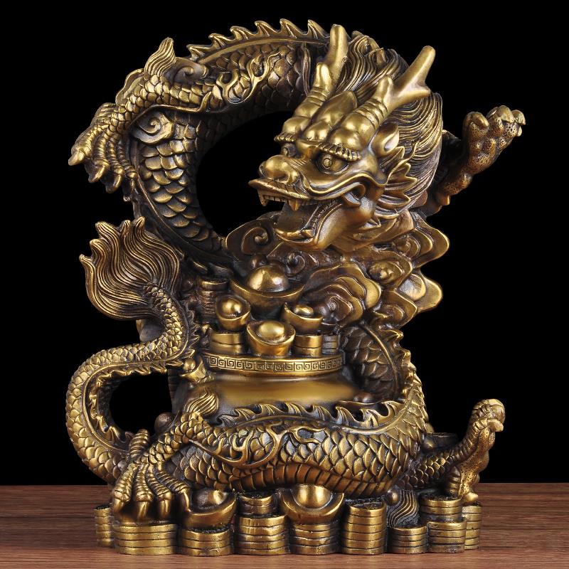 龙摆件铜工艺品客厅玄关办公室老板桌公司开业礼品招财桌面装饰品