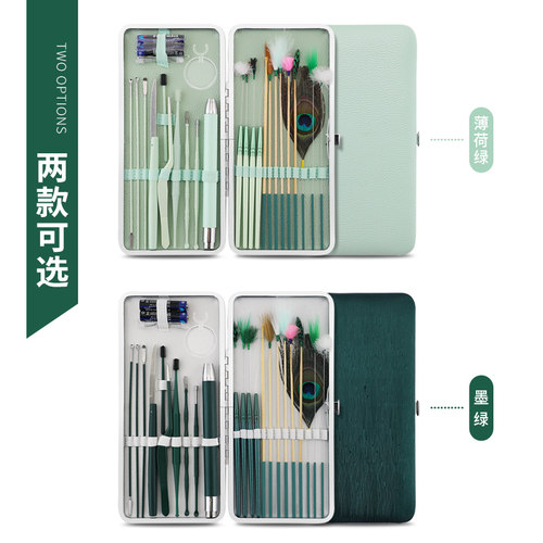 专业采耳工具套装掏耳神器发光挖耳勺打羽毛鹅毛棒扣采耳毛毛全套