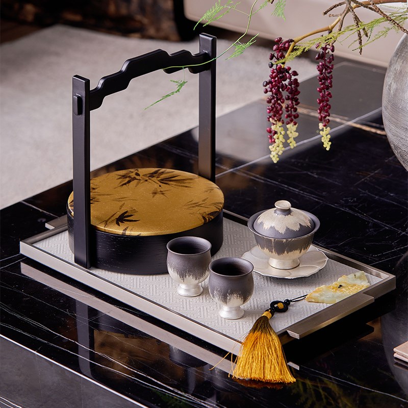 集设茶几软装摆台邸高家居古代食盒中式手提木质提篮装饰器皿摆件