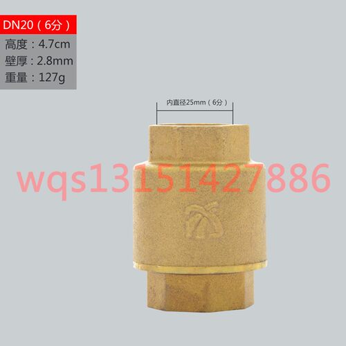 全铜加厚立式止回阀4分DN15单向阀 弹簧水表前止逆阀止回流6分1寸