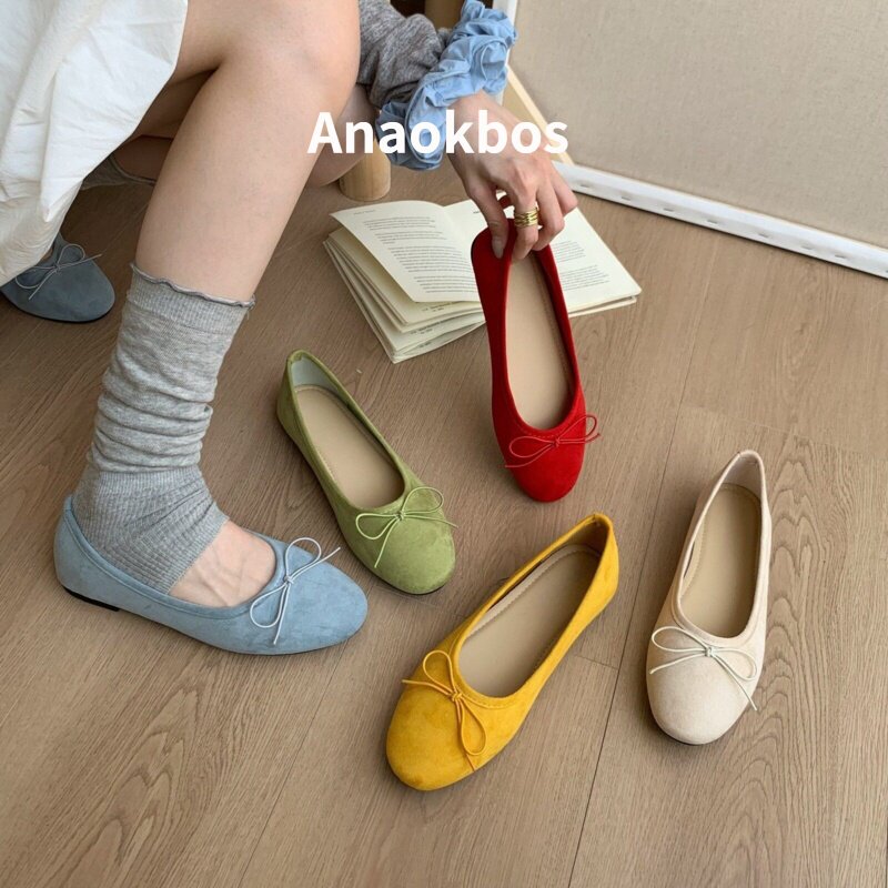 韩版蝴蝶结芭蕾舞鞋女软底浅口单鞋平底鞋一脚蹬甜美风