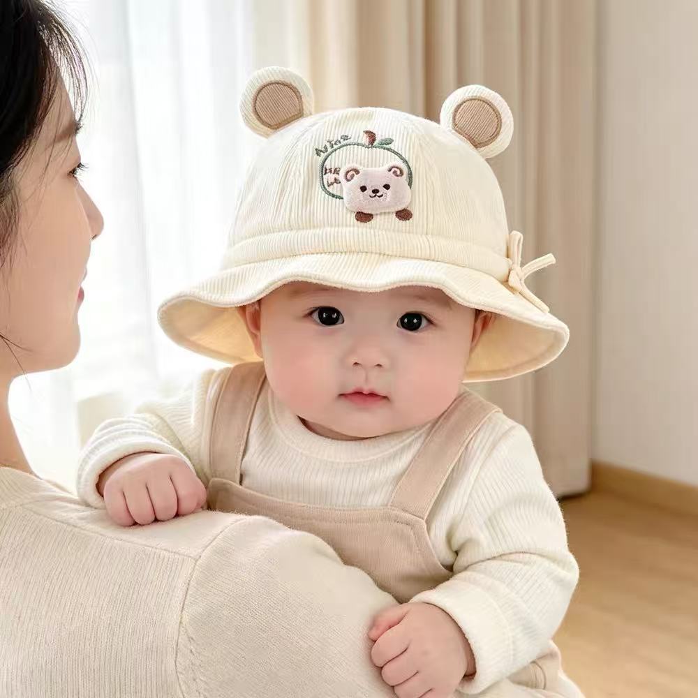 婴儿帽子春秋季保暖防风纯棉可调节公主渔夫帽男女宝宝小月龄盆帽