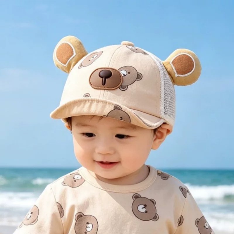 婴幼儿宝宝帽子夏天防晒透气遮阳软岩帽男宝可爱洋气网眼鸭舌帽子图片