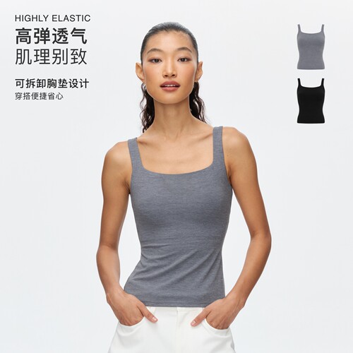 oneup可拆卸胸垫花纱运动背心