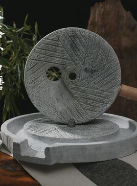 石磨老式小型小i家用磨磨盘老石磨迷你磨豆腐的磨子手磨面 面粉机