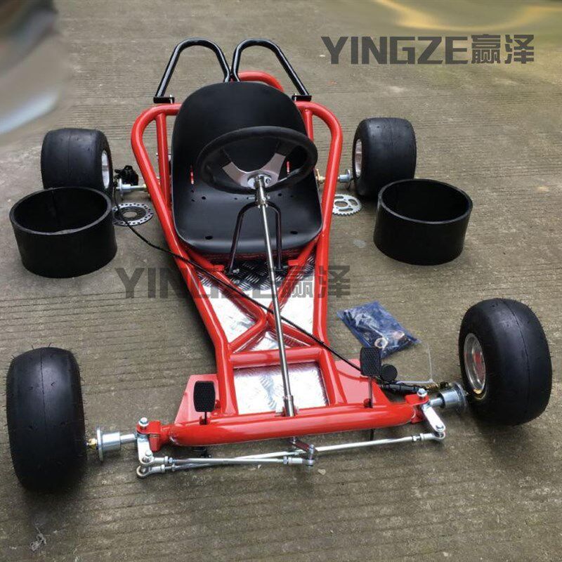 DIY四轮摩托车漂移卡丁车配件全套车架车身前转向后轴后桥5寸轮胎
