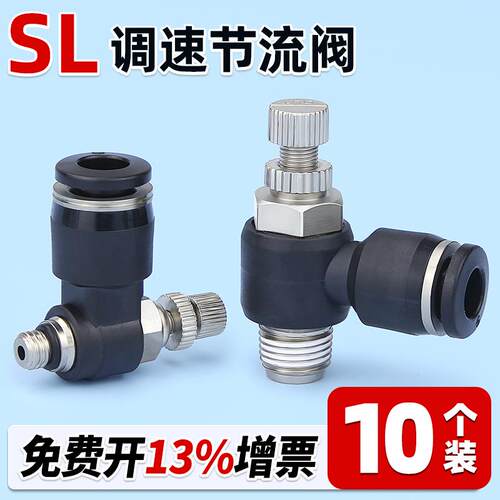 气动气管快速接头节流阀SL8-02调节阀可调气缸调速阀调速开关6-M5