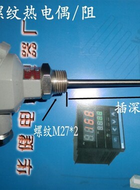 铂电阻pt100温度感测器 WZP-231热电阻 活动螺纹4分G1/2或M27*2