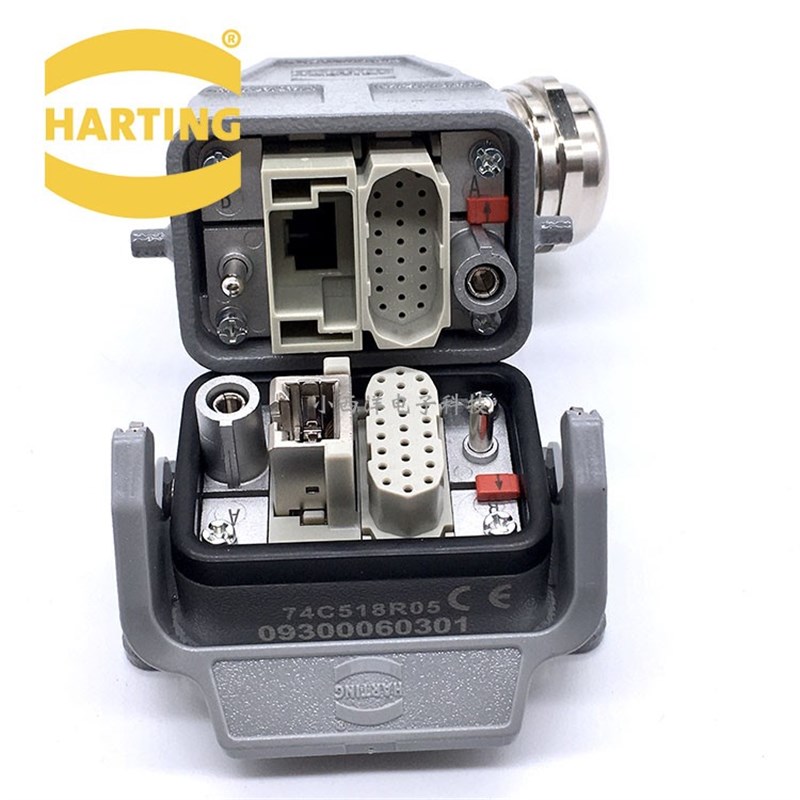 HARTING重载连接器 25芯4A模块 RJ45网口哈丁组合插头座 网线集成