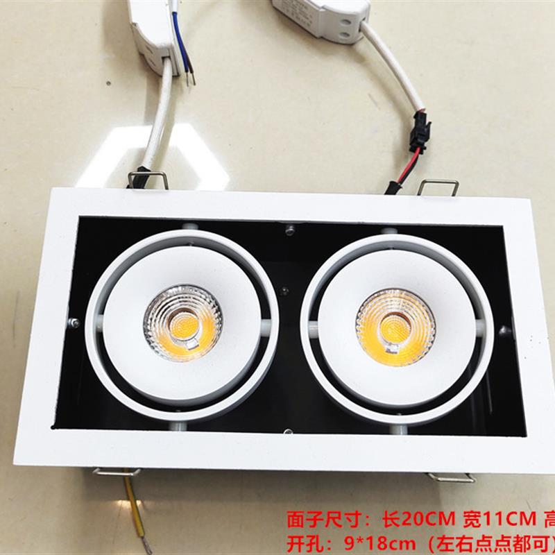 LED双头天花射灯长20CM宽11CM开孔9CM*18CM斗胆灯2700K暖白光射灯
