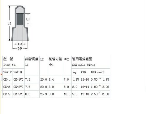 正品质量保证金笔尼龙压线帽接线帽闭端子接线端子 CE-5 1000只