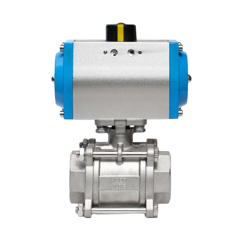 Q611F-16P气动三片式丝扣球阀高温不锈钢阀门DN15 20 25 32 40 50