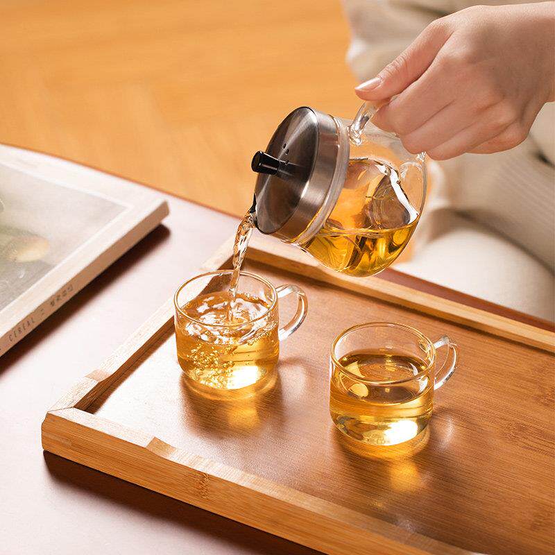 高硅耐高温硼玻茶壶水果茶璃壶功夫家用办公泡室茶具套组明XPT火