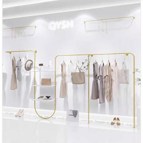 女装店上墙货架商场专用流行新创意展示架金色壁挂货架侧挂