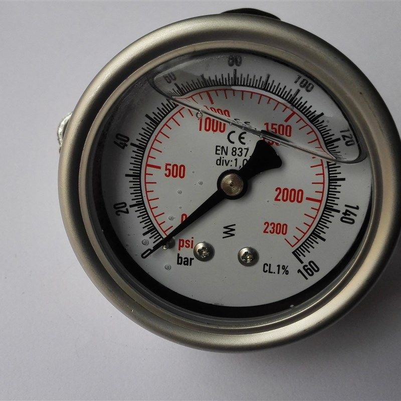 yn-100z-u 0~2300psi 0~160bar全不锈钢耐震充油压力表带支架