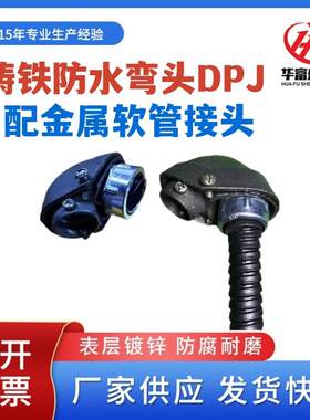铸铁防水弯头丝扣连接软管铸铁电缆防水弯头王八盖接头顶丝 DPJ