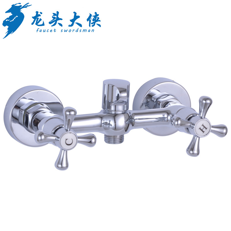 龙头大侠 三控双把双控淋浴水龙头 3开关双手轮开关冷热水混水阀