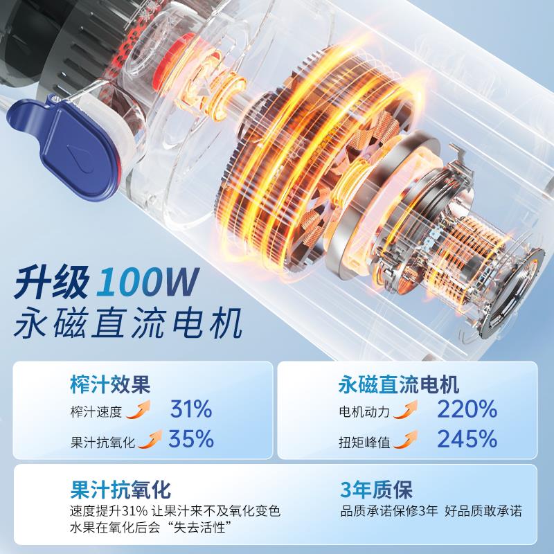 美之扣大口径榨汁机汁渣分离电动家用多功能新款榨果汁橙子原汁机