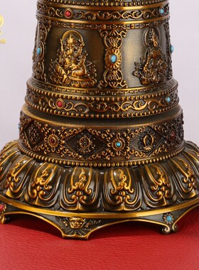 藏式电动转轮家用六字转金桶办公室创意装饰摆件插电转动简经静音