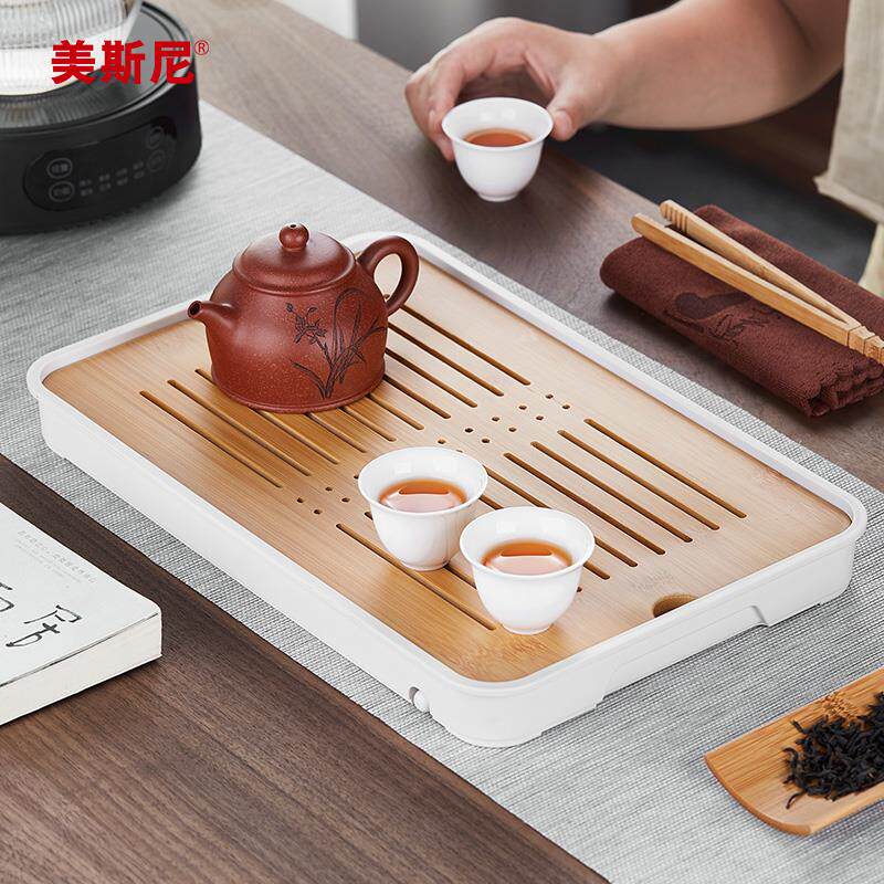 美斯尼竹茶盘托盘沥水功夫茶具家用新款储水茶台办公室简易干泡台