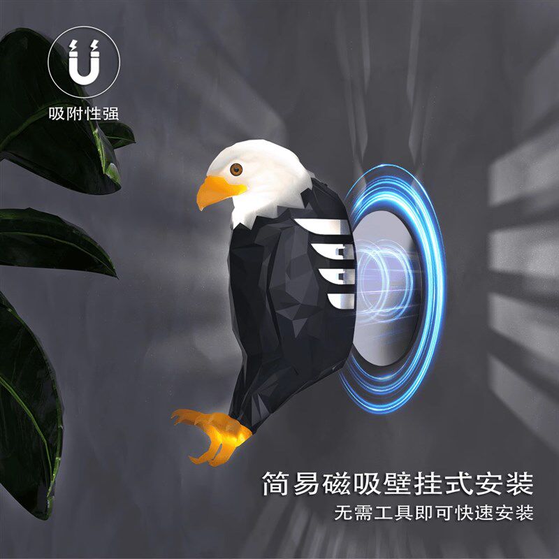 白头鹰投影壁灯卧室床头灯老鹰灯壁挂小夜灯电池款创意装饰led灯