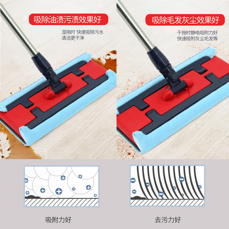 伊司达大百合平板拖把夹毛巾实木地板拖布瓷砖地拖墩布地家用平拖