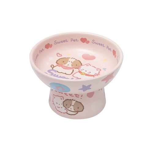 年糕童趣碗陶瓷猫碗平口碗猫咪狗狗高脚护颈椎吃饭用品饭盆饭碗