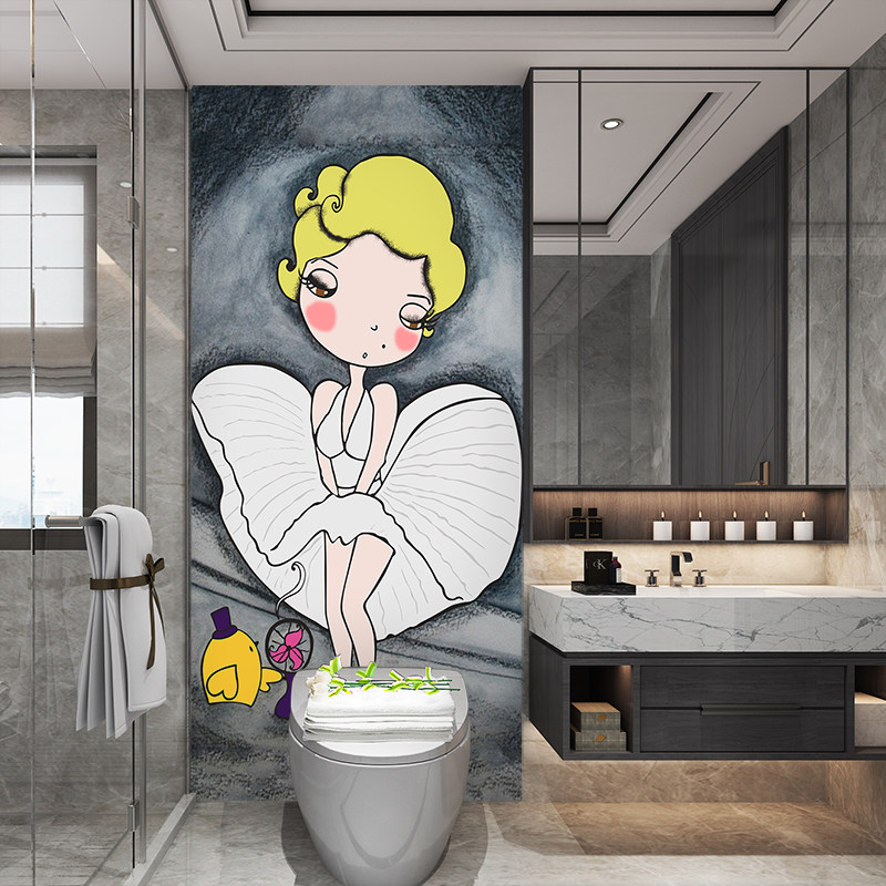 卫生间装饰画自粘免打孔防水浴室免钉挂画洗手间厕所轻奢自贴壁画