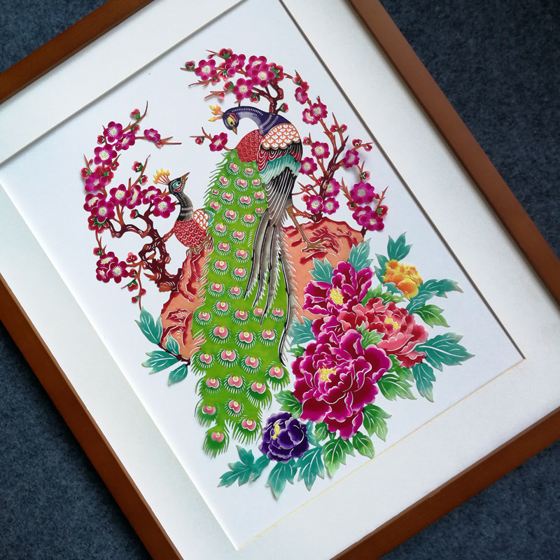 彩色剪纸手工剪纸窗花中国风装饰画挂画玄关入户客厅沙发背景吉祥