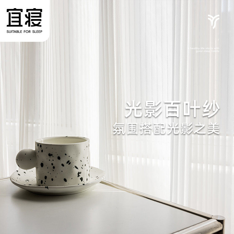 宜寝窗帘竖百叶纱帘透光不透人梦幻帘客厅卧室飘窗白色沙高端窗纱