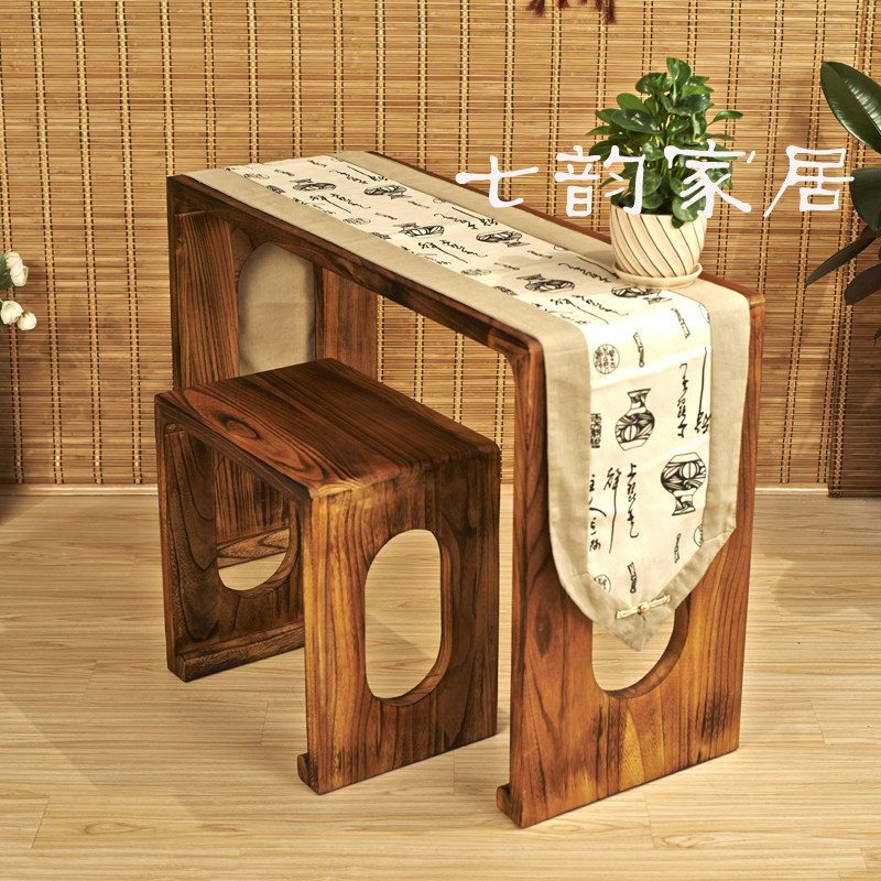 【七韵家居】烧桐木燕尾榫卯一体古琴桌古琴专用扬州古琴桌长方圆