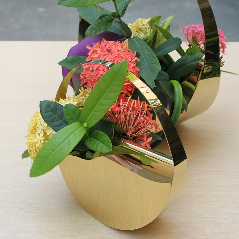 北欧 不锈钢花瓶 几何圆形 金色花器 创意 欧美软装 电镀家居饰品