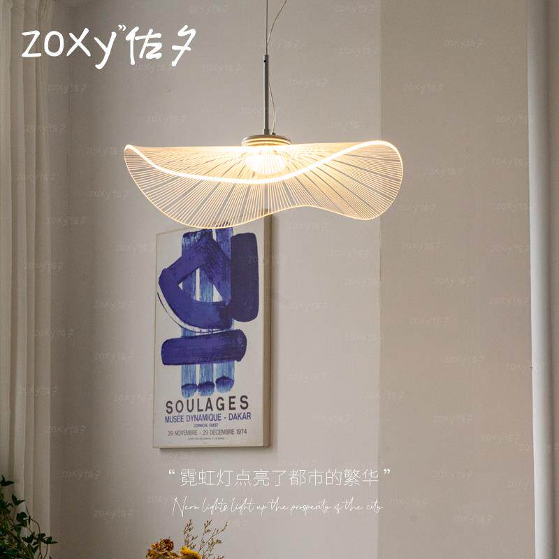 zoxy佐夕 荷叶吊灯透明亚克力温馨浪漫房间灯北欧简约LED卧室灯