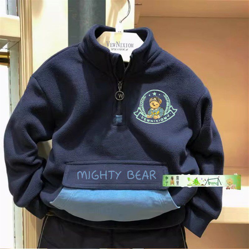 清清清秋冬男童立领摇粒绒卫衣夹克拉链开衫款验货品质