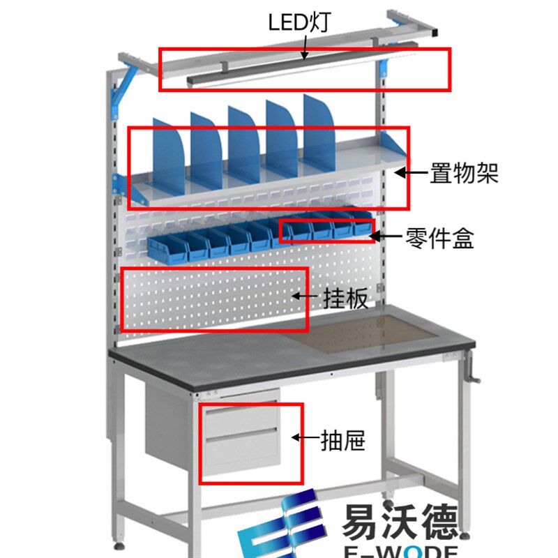 手摇升降工作台可调高度操作台可站立操作台工业升降桌组装包装台
