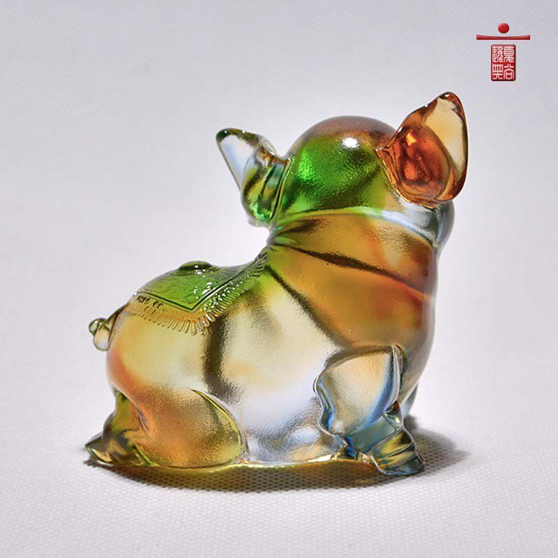 琉璃猪摆件可爱生肖小动物生日礼物刻字办公室桌面装饰水晶工艺品