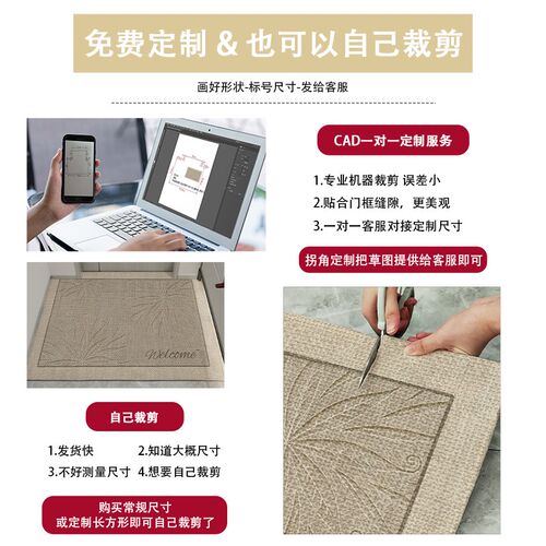 新款入户门地垫高级家用门口进门垫免洗擦门外玄关地毯可裁剪脚垫