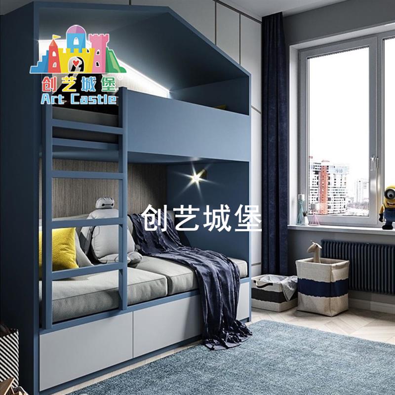创艺城堡定制实木儿童家具简约房子床上下床树屋床男童女童高低床