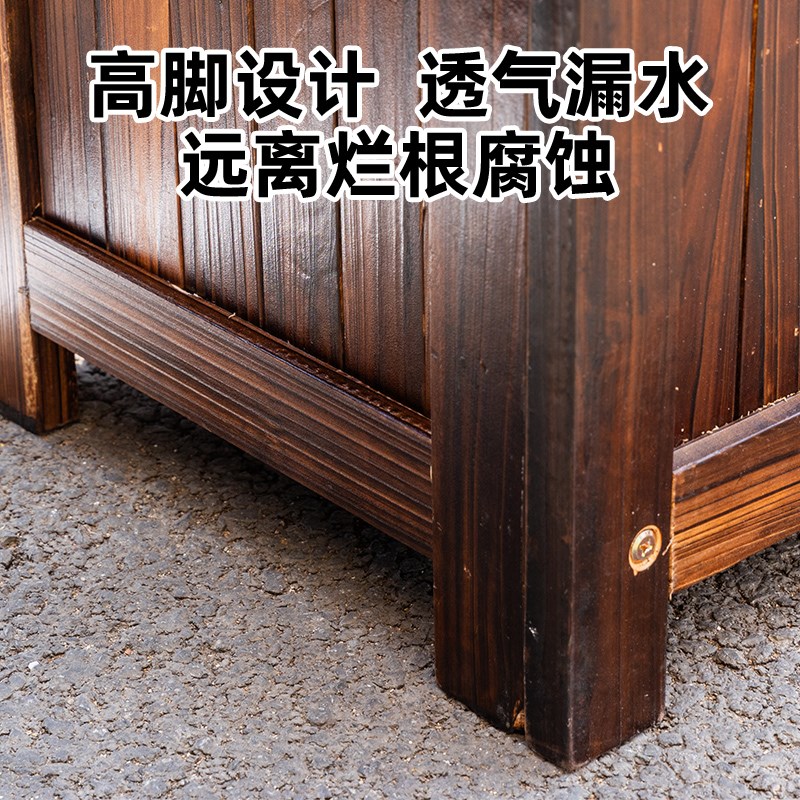 防腐木花箱种花箱子栅栏户外长方形室外庭院种植箱碳化花盆槽定制