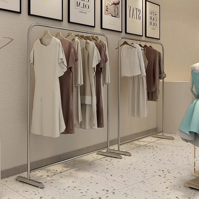服装店展示架落地式不锈钢专用中岛陈列道具货架女装店童装挂衣架